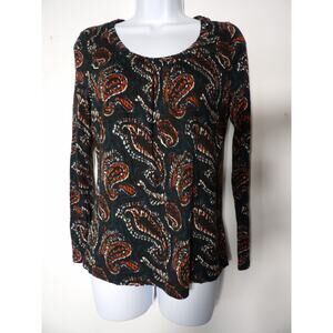 Talbots Petites Small SP Boho Top Shirt Long Sleeve Basic Blouse